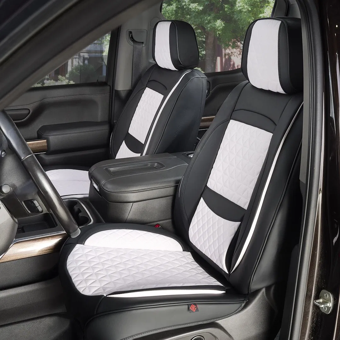 FFFBW – SEAT CVR SOL Seat Cover, Bucket With Adjustable Headrests Diamond Perforation Design Leather With Memory Foam...